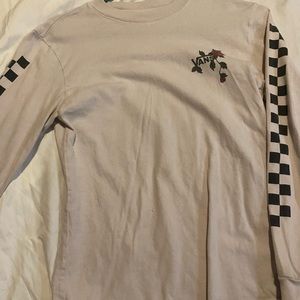 Vans Off The Wall Long Sleeve T-Shirt with Checkered Sleeves